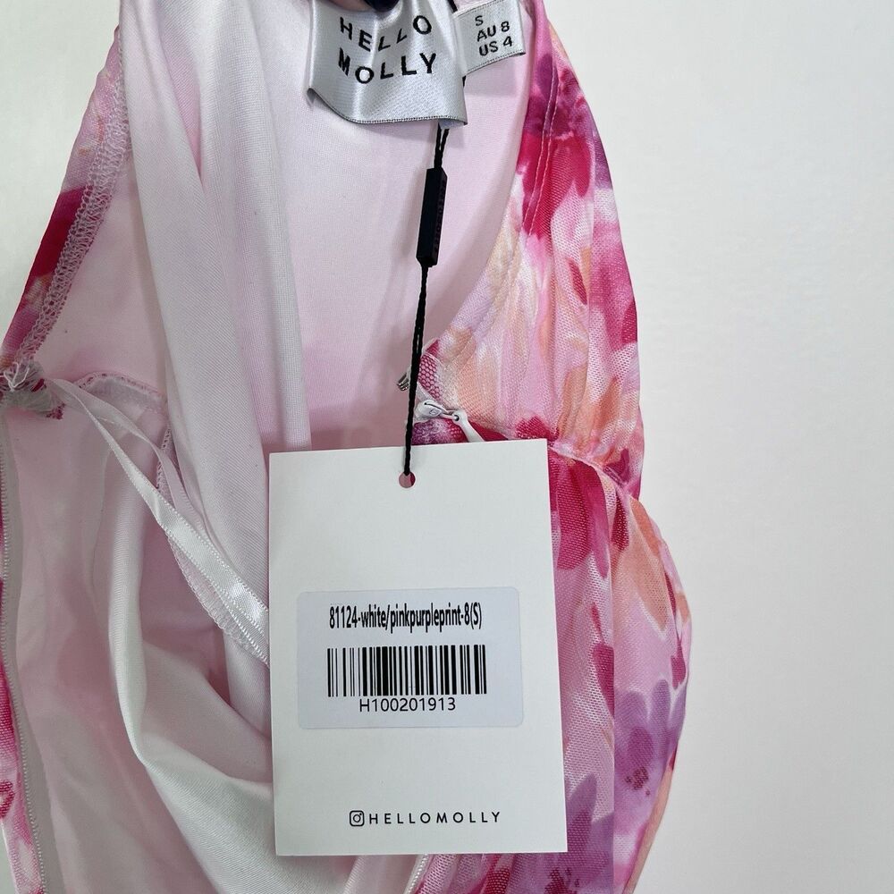 Hello Molly Party Passion Pink Floral Strapless Ruched Mini Dress Size S - Picture 4 of 12